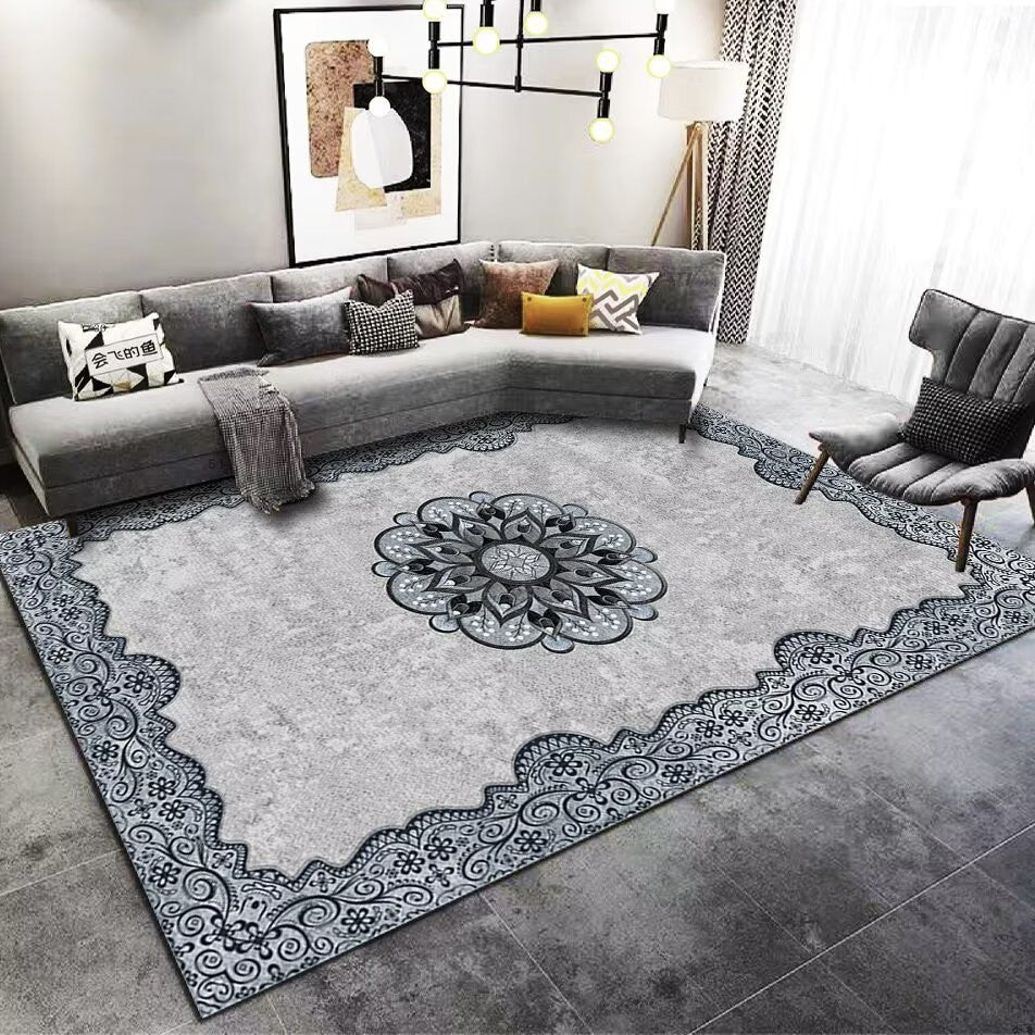 Living Room Carpet Stain Resistant Easy Care Crystal Velvet Carpet Home Sofa Coffee Table Rug Bedroom Wear-Resistant Non-Slip Mat