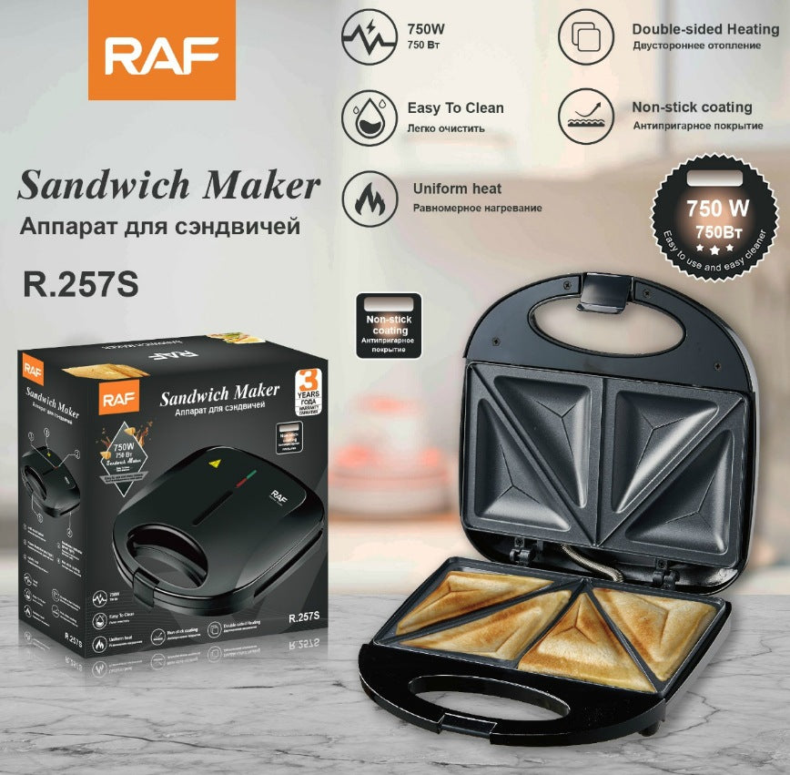 RAF European Standard Bread Baking Electric Griddle Sandwich Waffle Strip Household Portable Toaster R.257