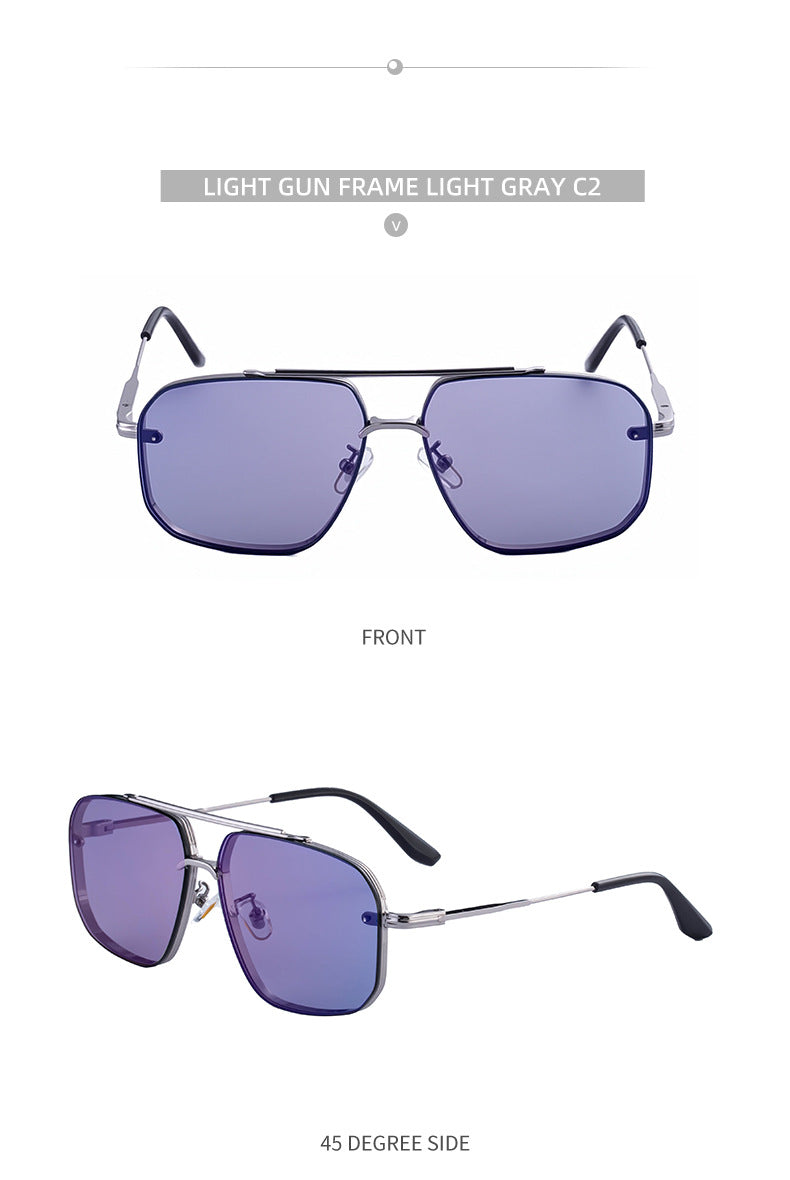 2025New European and American Fashion Square Frame Sunglasses for Men High-End Frameless Sunglasses Men Trendy Sun Protection shades