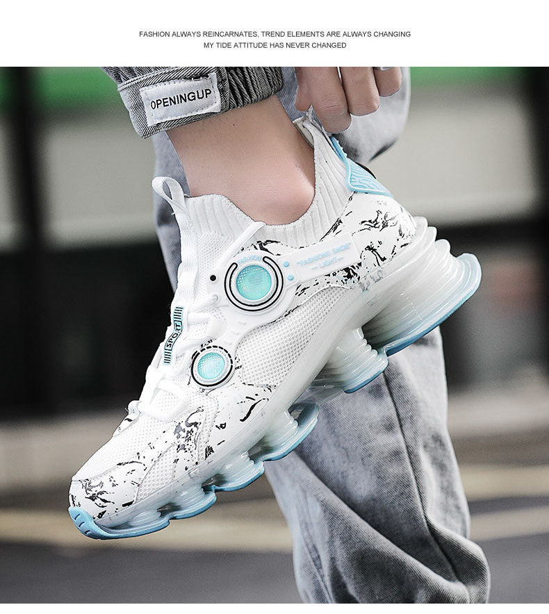 Blade Rebound Men's Shoes Mesh Breathable Running Shoes Youth Trendy Versatile Height Increasing Shock Absorption Sports Shoes