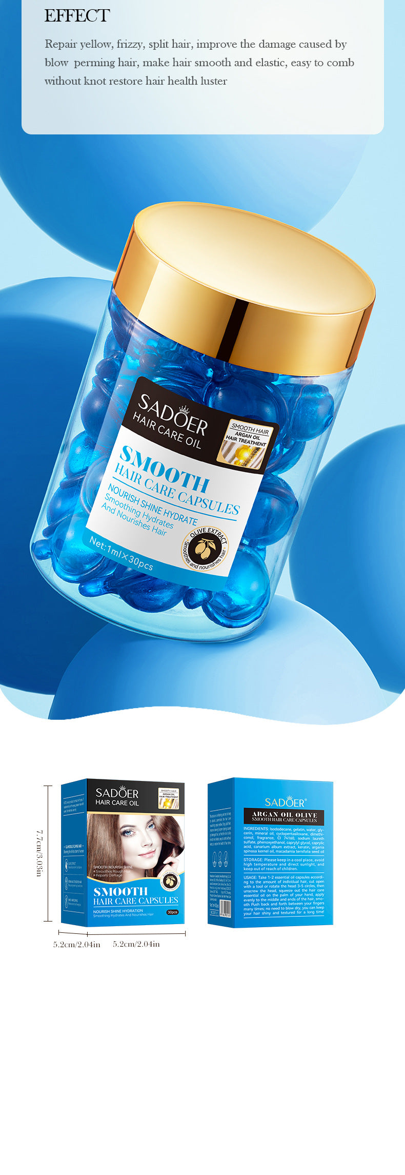 Full English Nut Oil Hair Care Capsules SADOER Improve Frizz Essential Oil Capsule Conditioner  Wholesale