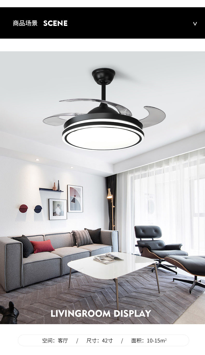 Invisible Fan Light for Home Bedroom Living Room Silent Variable Frequency Electric Fan Light Modern Simple Dining Room Ceiling Fan Light Wholesale