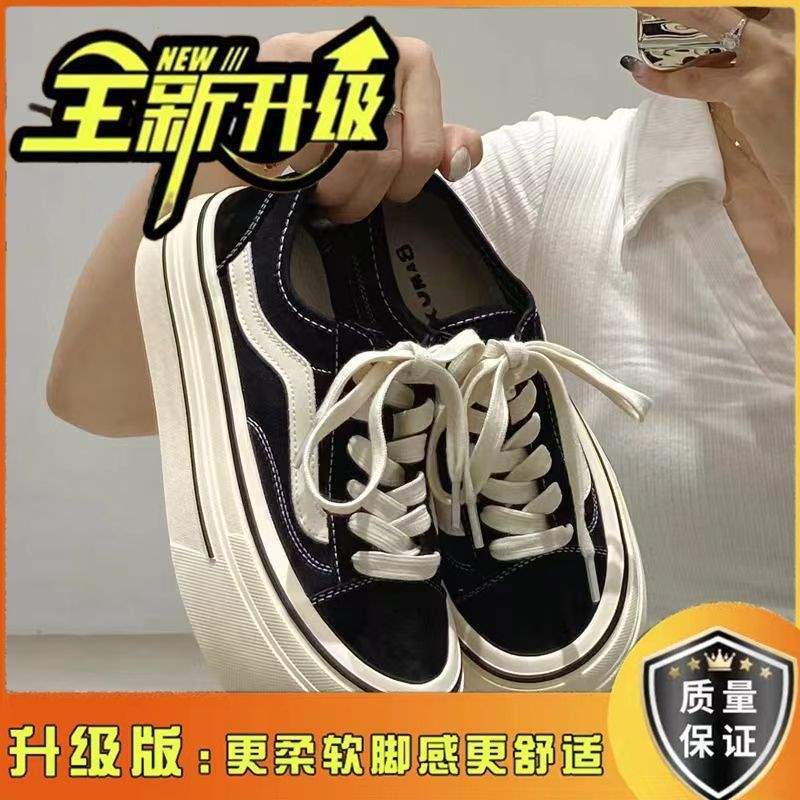 Unique Casual Canvas Shoes2025New Summer Student Versatile White Shoes Height-Increasing Sneakers Thick-Soled Shoes