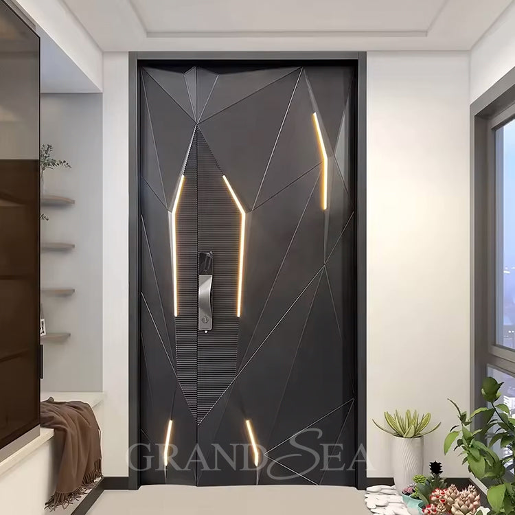 Luxury Design Entrance Door Exterior Security Front Pivot Door Modern Entry Black Wooden Aluminum Pivot Door
