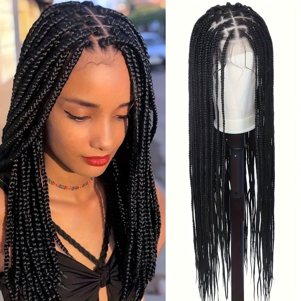 TEMU Amazon Cross-Border European and American Wig Three-Strand Braid Full Lace Hand-Woven Full Wig