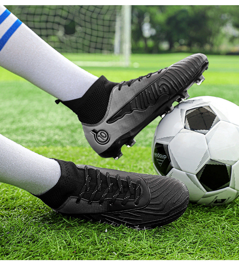 New Professional Football Shoes Boys High Top Youth Students Competition Training AG Long Spike Broken Spike Sneakers