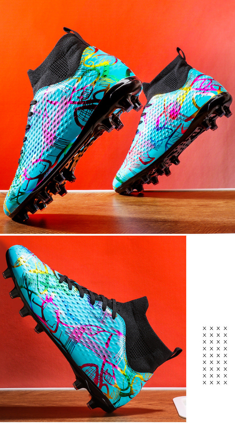 Youth Football Shoes Men and Women Long Spikes Adult Professional Sports Training Shoes Artificial Grass Non-Slip Wear-Resistant Competition Shoes