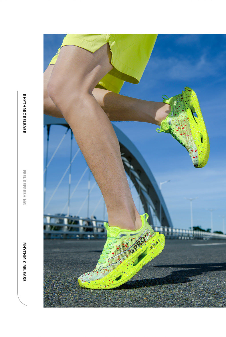 2025Autumn New Red Rabbit9Fluorescent Parent-Child Comfortable Sports Shoes High Elasticity Really Soft Sole Carbon Plate Wear-Resistant Running