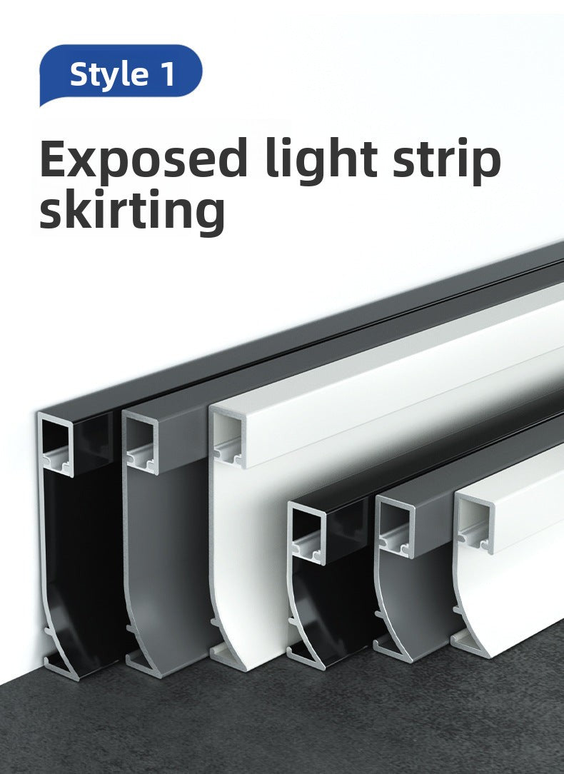 Aluminum alloy luminous baseboard, embedded luminous baseboard LED Aluminum alloy skirting board with light strip