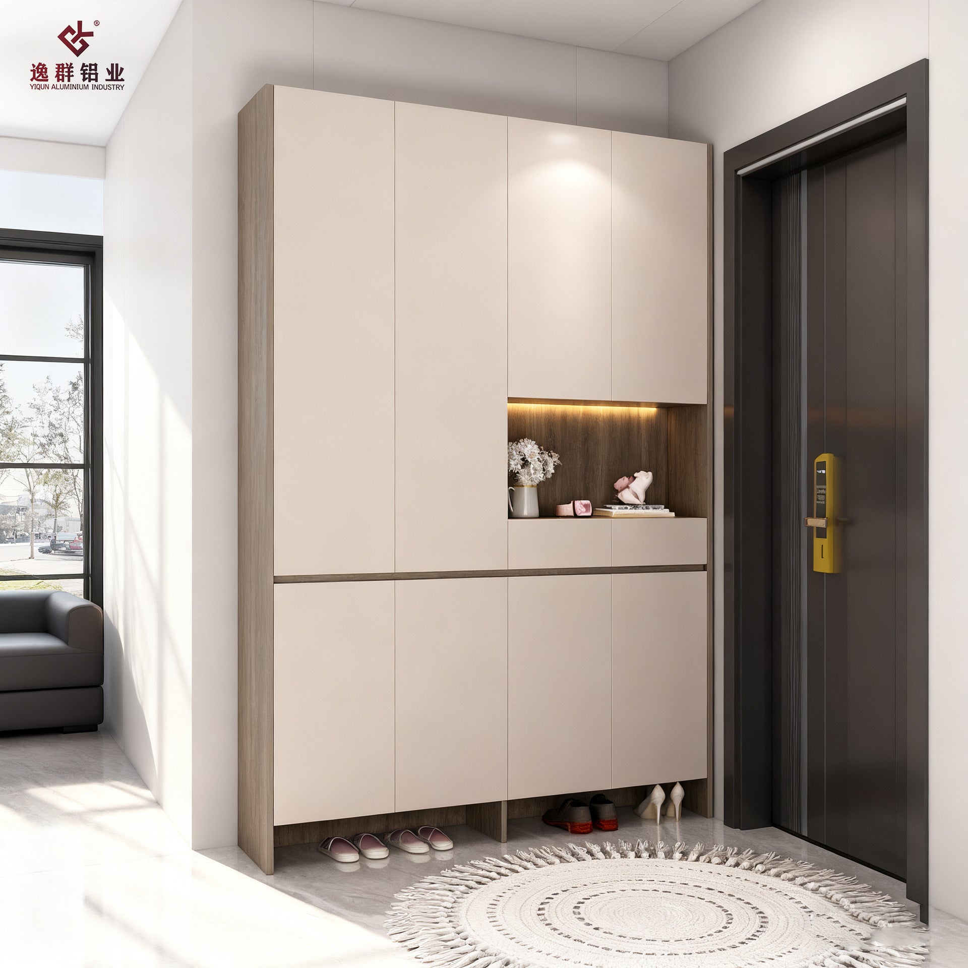 Honeycomb Aluminum Alloy Entryway Cabinet Shoe Cabinet Integrated Cabinet Custom Entryway Wall-Mounted Living Room Storage Organizer Welcome Cabinet