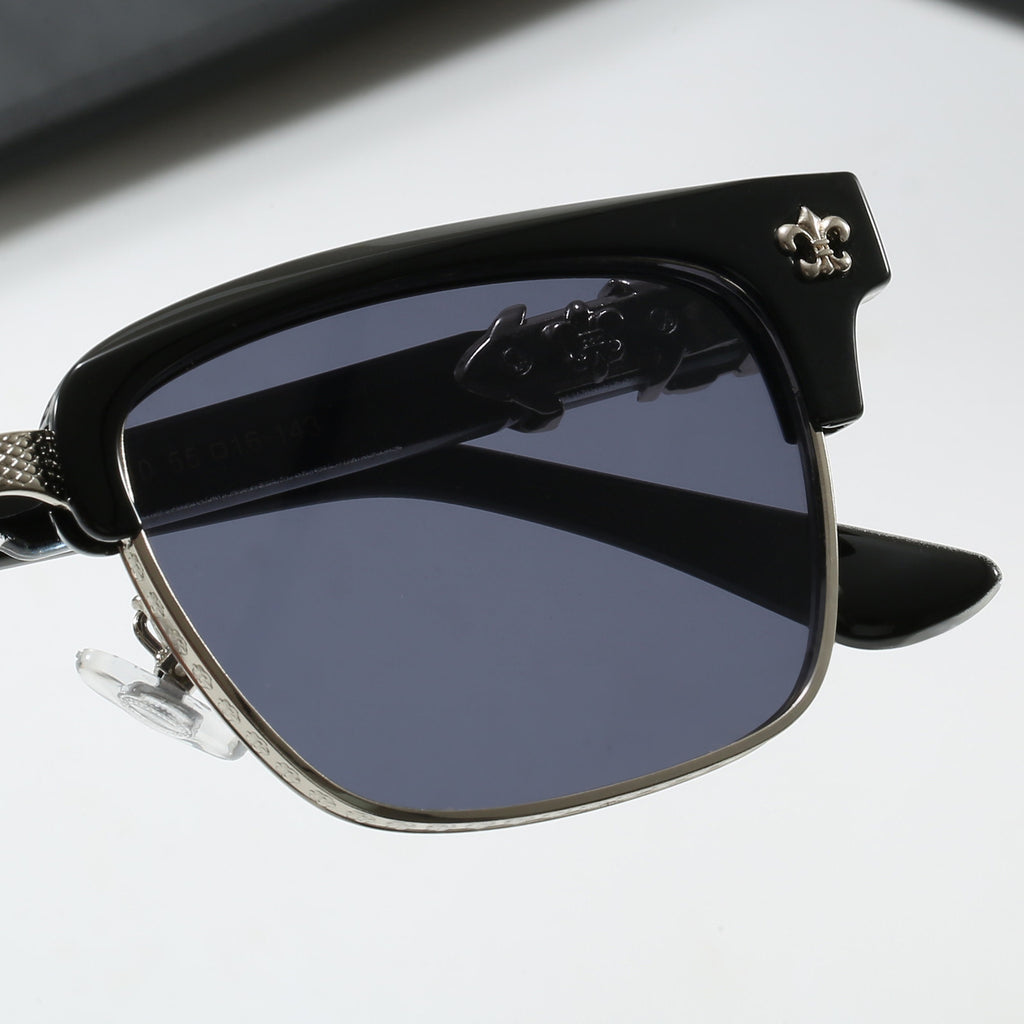 New Fashion Retro Sunglasses for Men and Women Trendy Business Acetate Clip-on Legs Cro Anti-Blue Light Plain Glasses