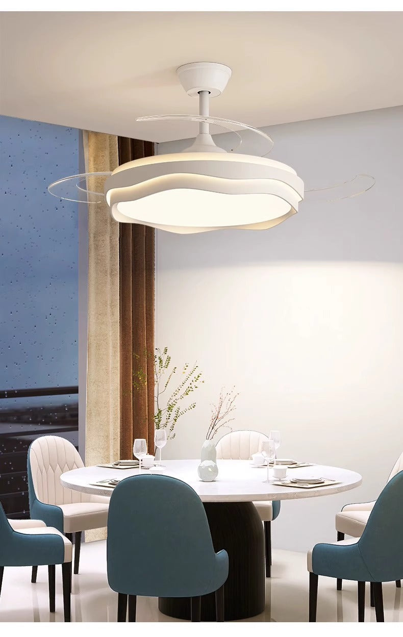 Invisible Fan Light Full Spectrum Eye Protection High Wind Power Silent Modern Simple Hall Bedroom Room Restaurant Ceiling Fan Light
