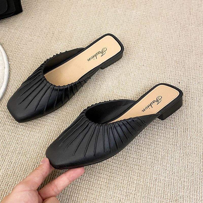 Lazy Closed-Toe Half Slippers for Women, All-Season Outdoor Waterproof Trendy Shoes, Korean Style Versatile Fashion Single Shoes, Women's Sandals