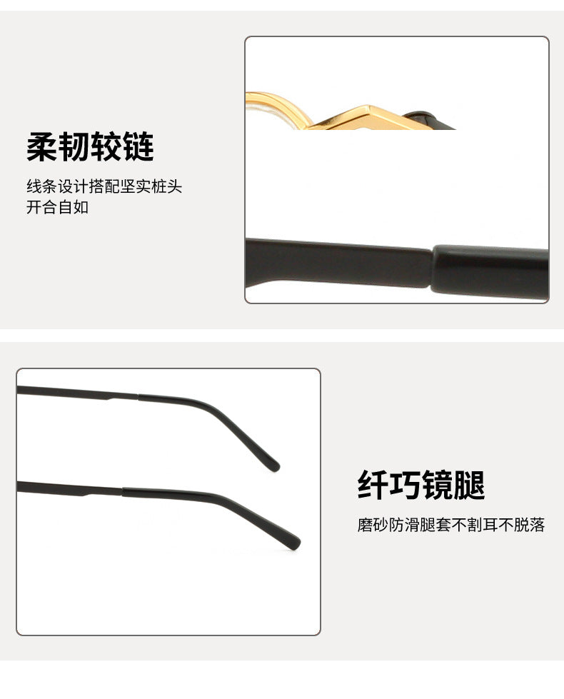 Men's Half Frame Glasses Men's Half Titanium Casual Glasses Frame Work Casual Universal Glasses Metal Frame Trendy Men's Lightweight