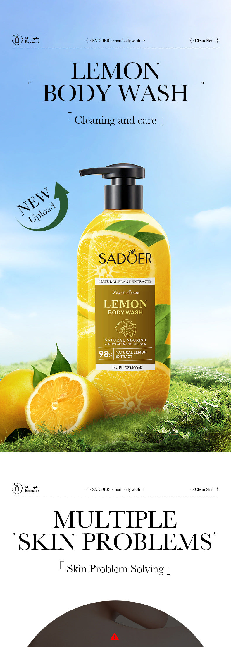 Full English Fruit Body Wash400ml SADOER Coconut Cleansing Avocado Shower Milk  Foreign Trade Wholesale