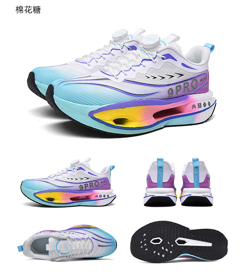 Autumn Winter New Double Mesh Thickened Knob Buckle Parent-Child Sports Shoes Real Explosive Carbon Plate Soft Sole Couple Running Shoes