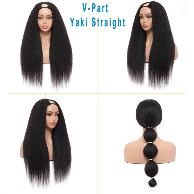 DR2/30BL  Ombre brown black V-part Yaki Straight Wig