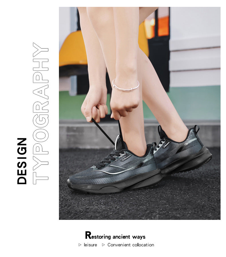 Autumn Women's Shock Absorption Lightweight Running Shoes Mesh Breathable Casual Shoes Non-Slip Popcorn Soft Sole Women's Breathable Comfortable