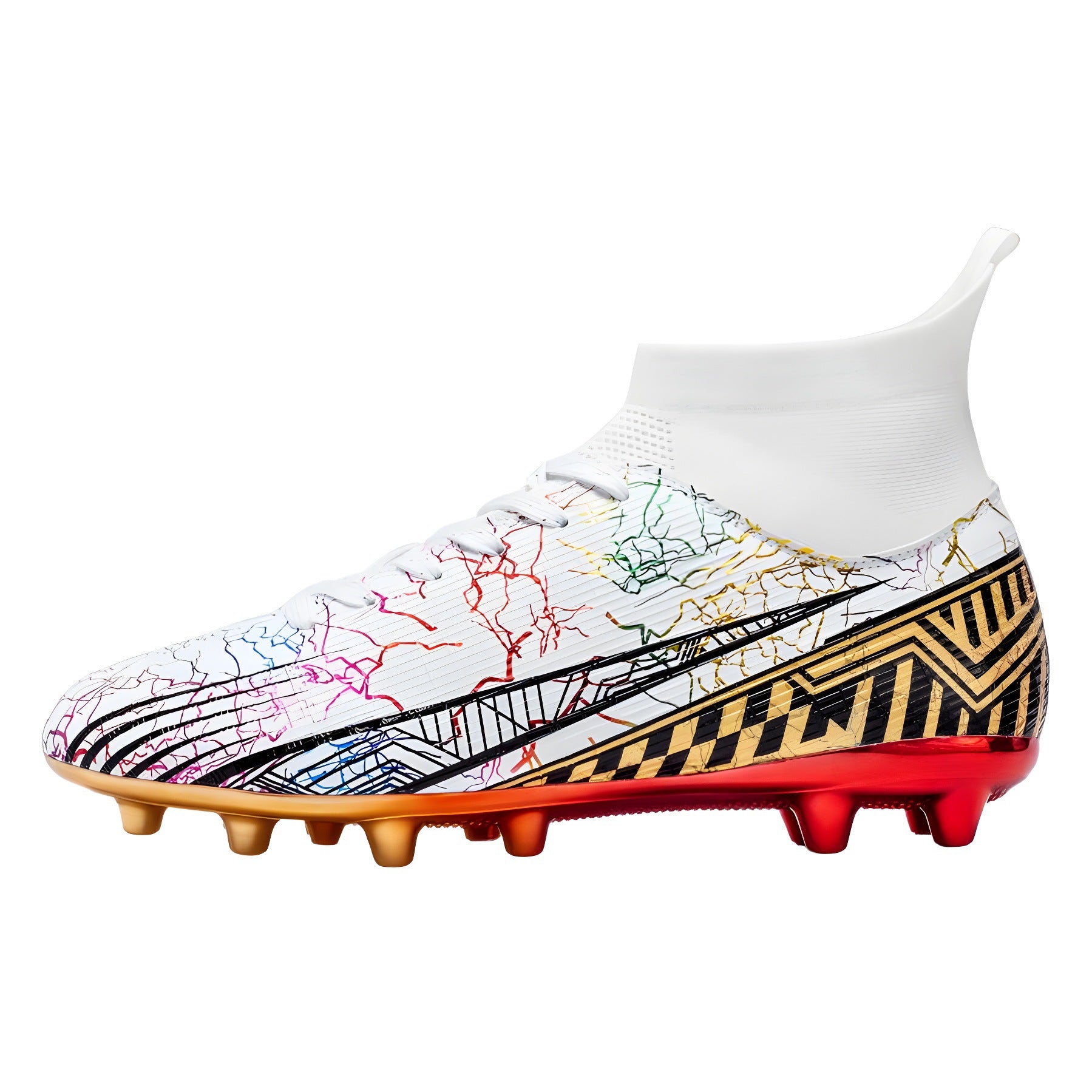 Large Size Men's Soccer Shoes AG Long Spike Gold-Plated Hot Stamping Football Shoes for Youth Professional Competition Training Shoes Wholesale