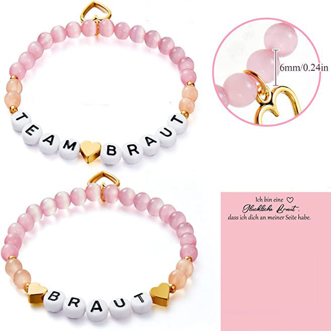 Best Friend Friendship Bracelet Women's Gift6mm Beaded Elastic Cord Spacer Bead Bracelet Letter Heart Bracelet