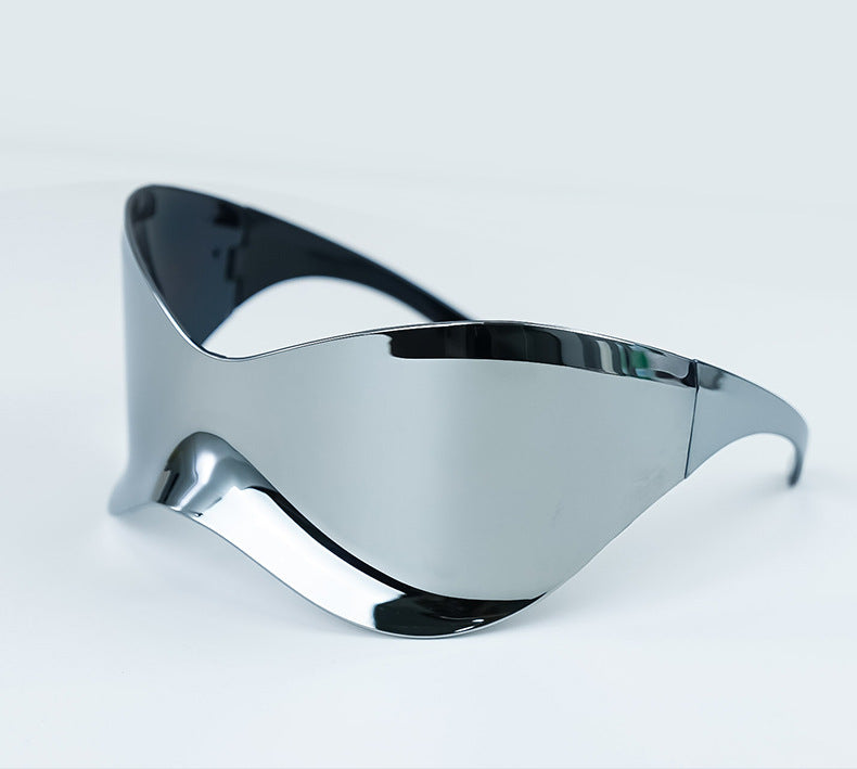 European and American Large Frame Sunglasses for Women, Trendy UV Protection Glasses with a High-End Feel Y2K Millennium Frameless Cycling Sunglasses for Men