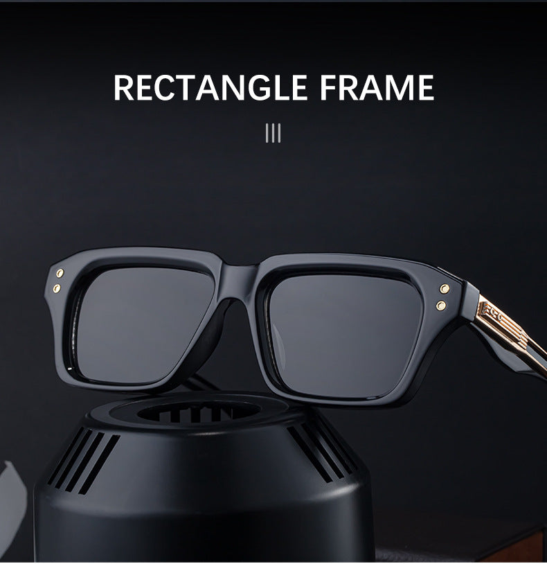 2025New European and American Fashion Square Frame Sunglasses for Men, Unique Small Frame, High-End Trendy Sun Protection Sunglasses for Men