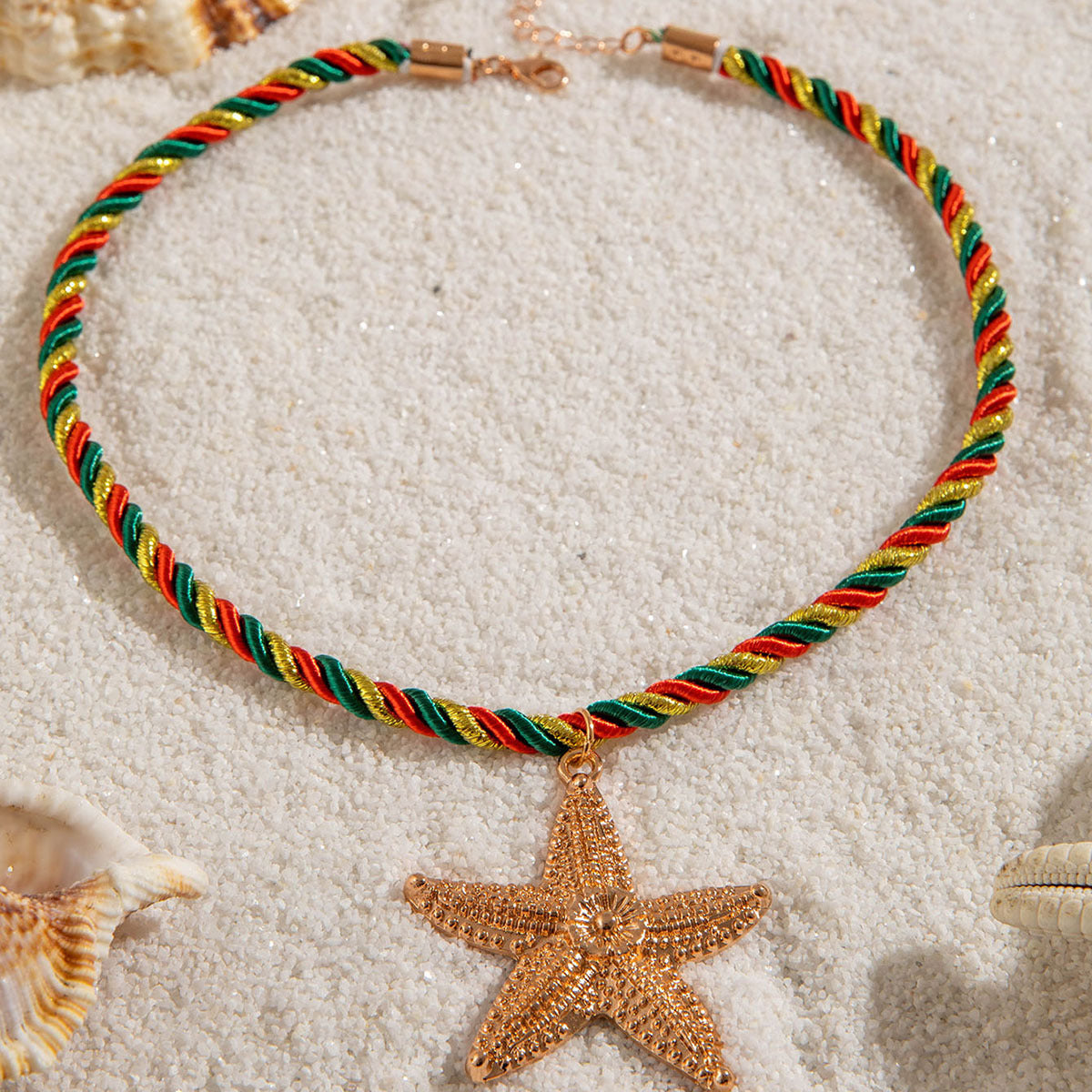 European and American Metal Ocean Style Starfish Pendant Necklace Jewelry Personality Exaggerated Star Beach Vacation Necklace for Women