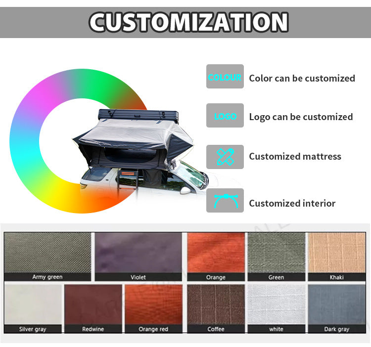 New Full Aluminum Alloy Roof Tent Car Travel Hard Shell Car Tent Outdoor Camping Self-Driving Tour Roof Tent