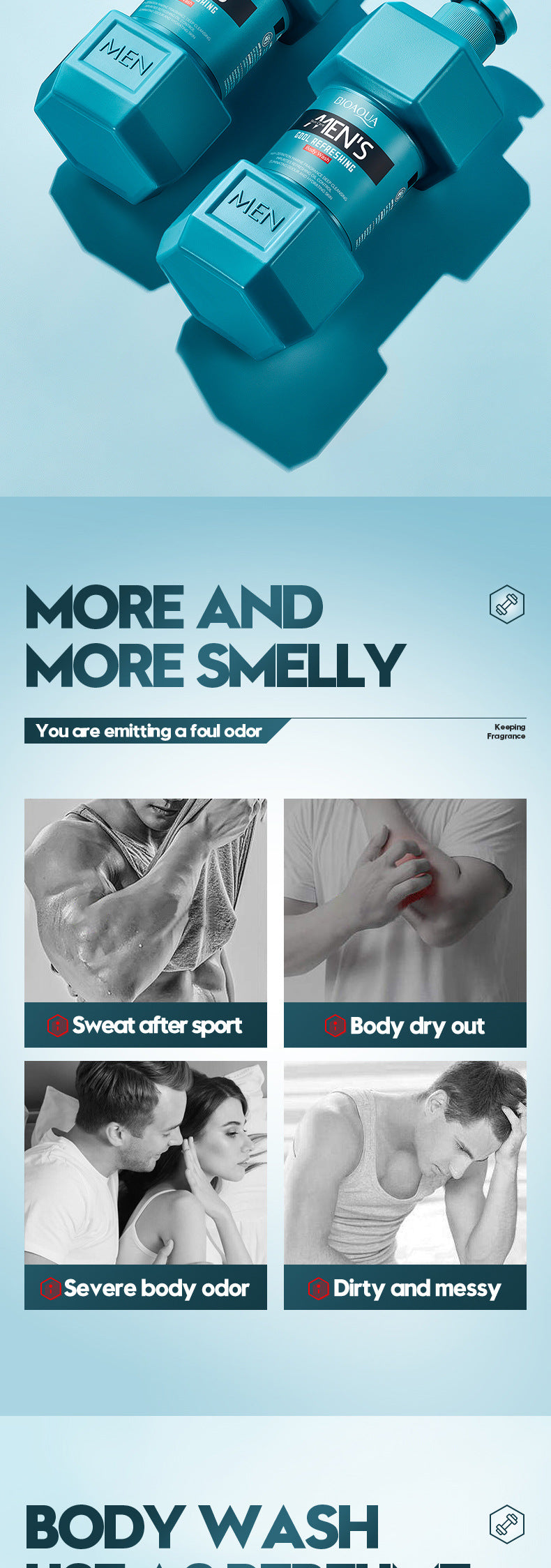 Full English Men's Ocean Refreshing Fragrance Shower Gel BIOAOUA  foreign trade wholesale of cleansing body wash