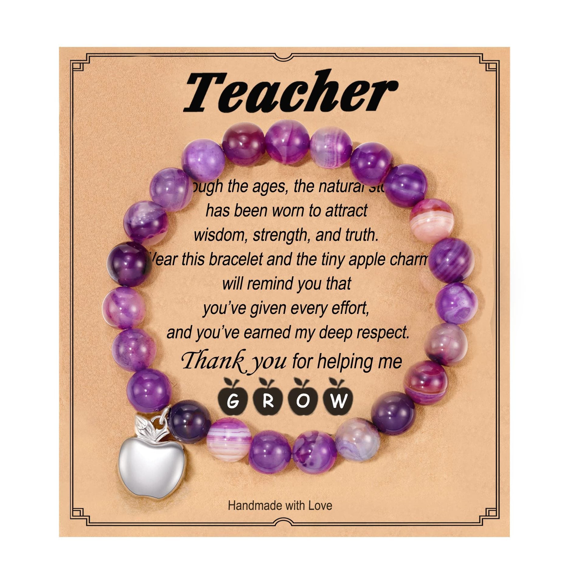 Teacher's Day Apple Pendant Bracelet Graduation Season Gift Lapis Lazuli Heart Pink Zebra Purple Agate Graduation Season Bracelet