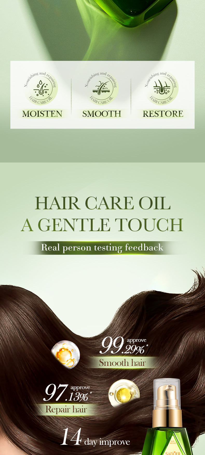 Full English Olive Hair Care Essential Oil70ml SADOER Qihuan Shiny Smooth Hair Conditioner  Wholesale