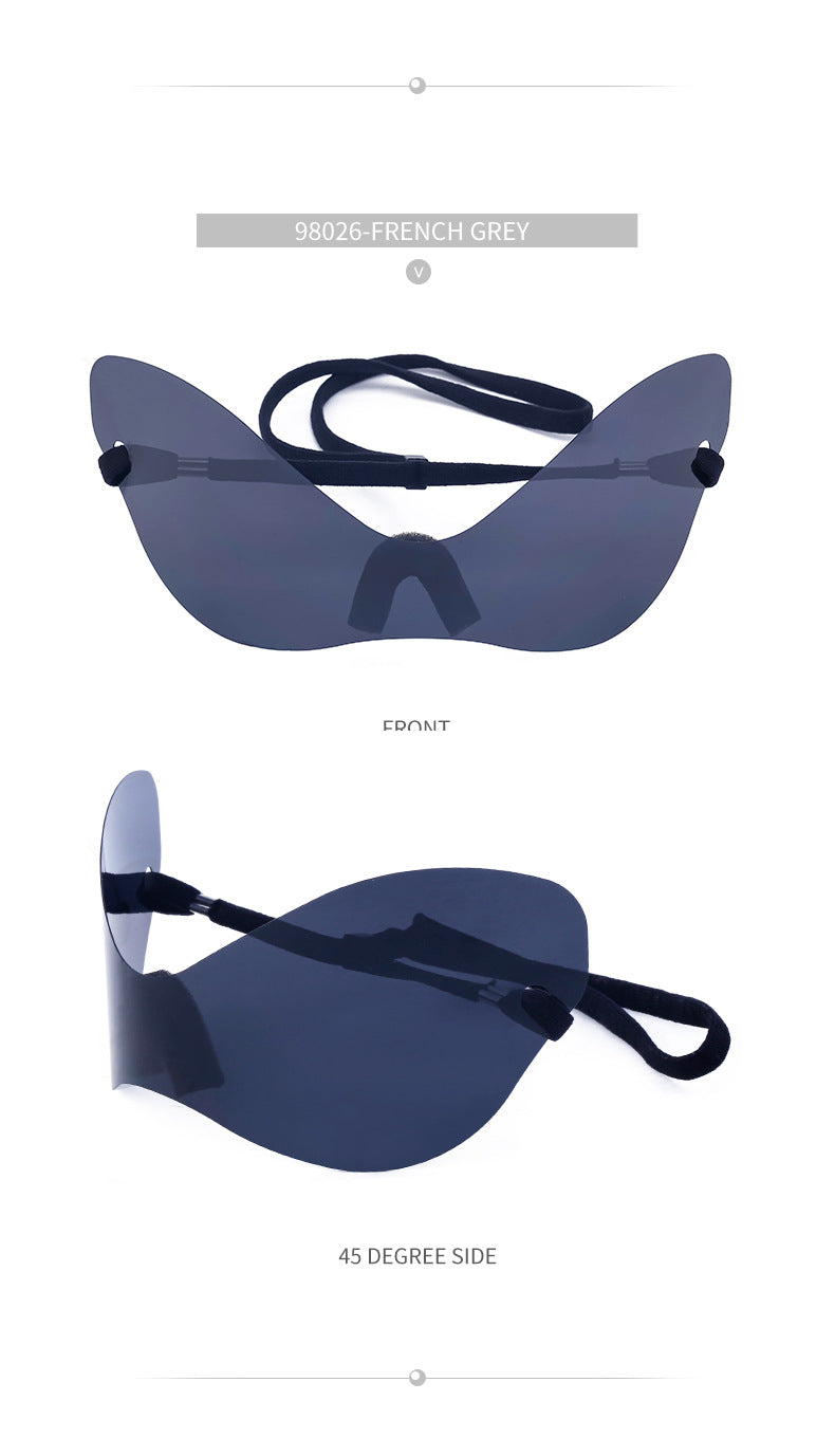 Big talker Y2K Sunglasses for Women, Sun Protection, Cycling, Sports, Windproof, Sunglasses, European and American Style, Frameless, One-piece Glasses, Men's Glasses