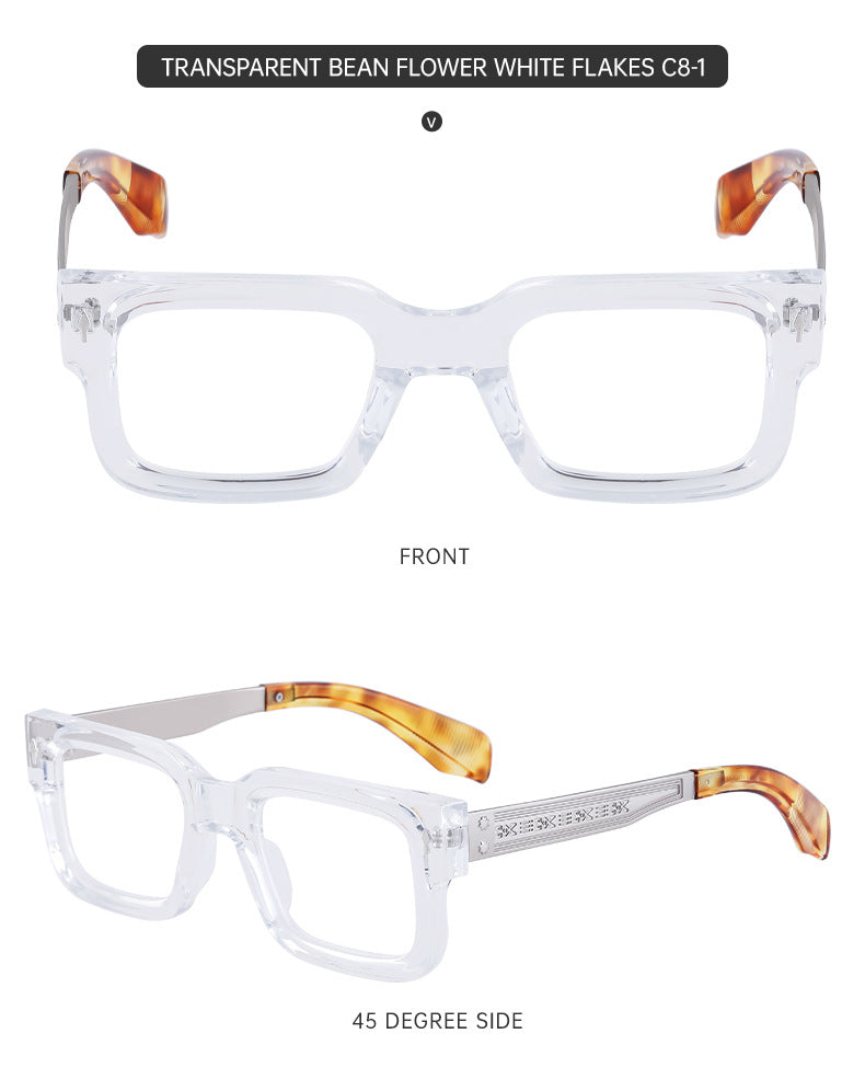 Fashion Square Frame Non-Prescription Glasses for Men, Can Be Fitted with Prescription Lenses, Optical Frame, Small Frame Glasses, Hot Sale