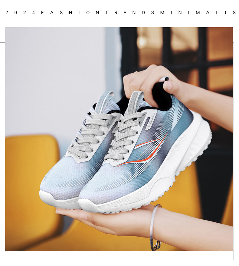 Autumn Women's Shock Absorption Lightweight Running Shoes Mesh Breathable Casual Shoes Non-Slip Popcorn Soft Sole Women's Breathable Comfortable