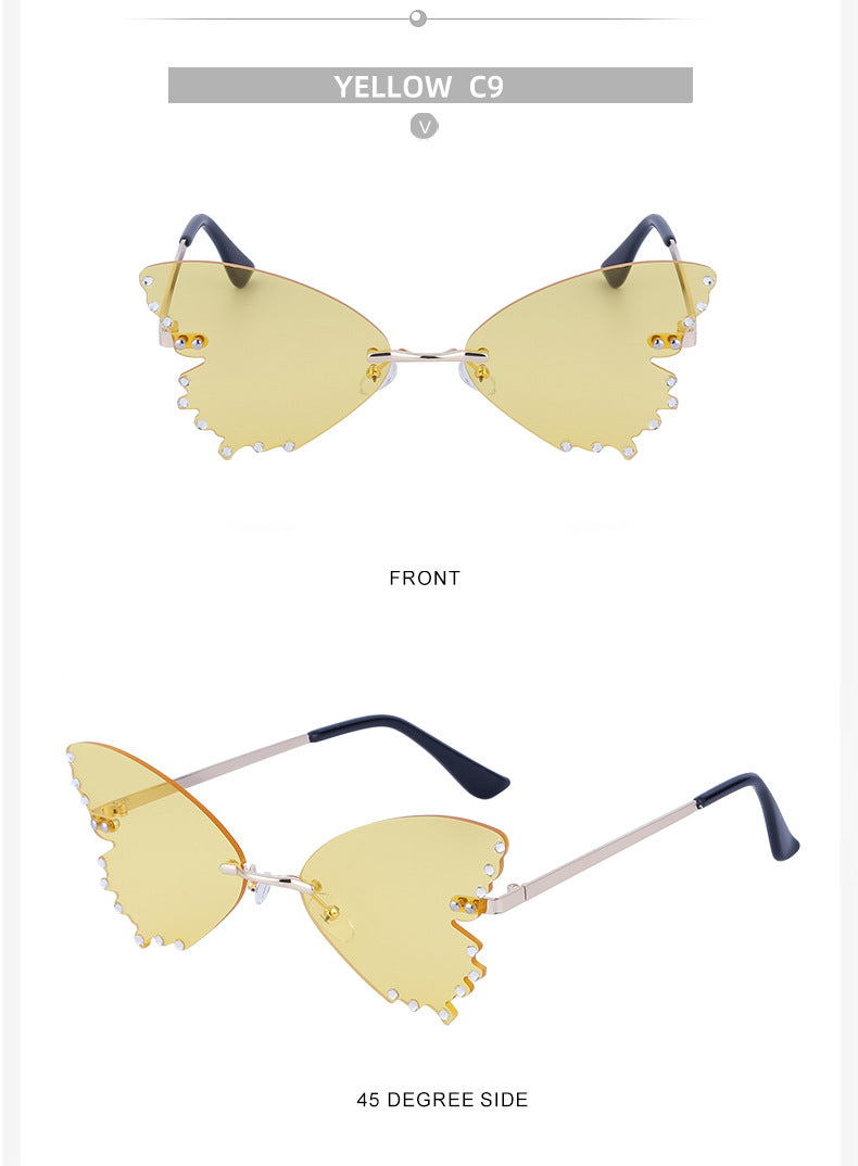 New Style Sunglasses for Women with Rhinestones Butterfly Sunglasses Trendy Personality Halloween Party Quirky Cool Glasses