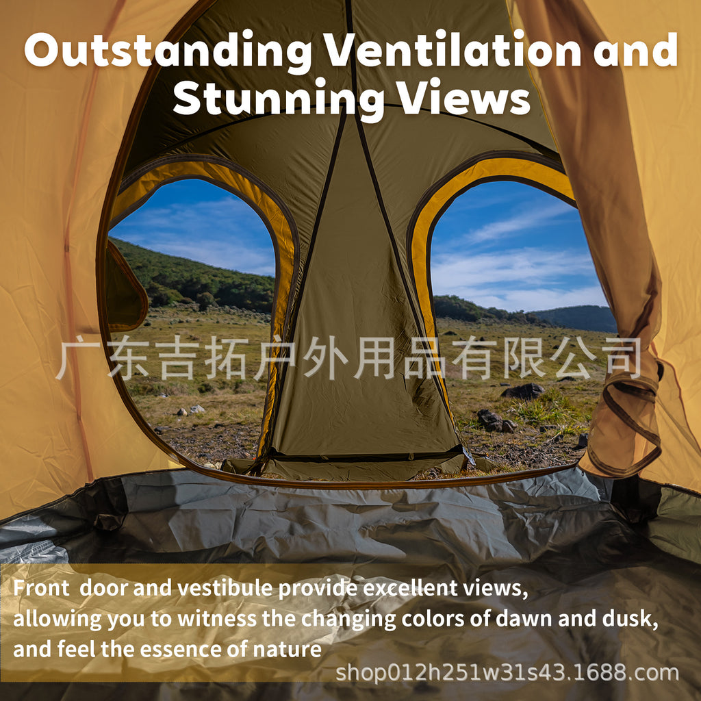 New Mountaineering Tent Double Person Double Layer Aluminum Pole Four Seasons Outdoor Camping Tent Windproof Rainproof Tent One Room One Hall