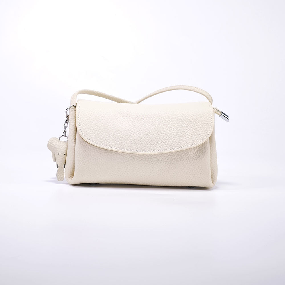 Genuine Leather Small Square Bag Daily Simple Women's Bag2025New Casual Little Elephant Commuting Versatile Cover Head Single Shoulder Crossbody Bag