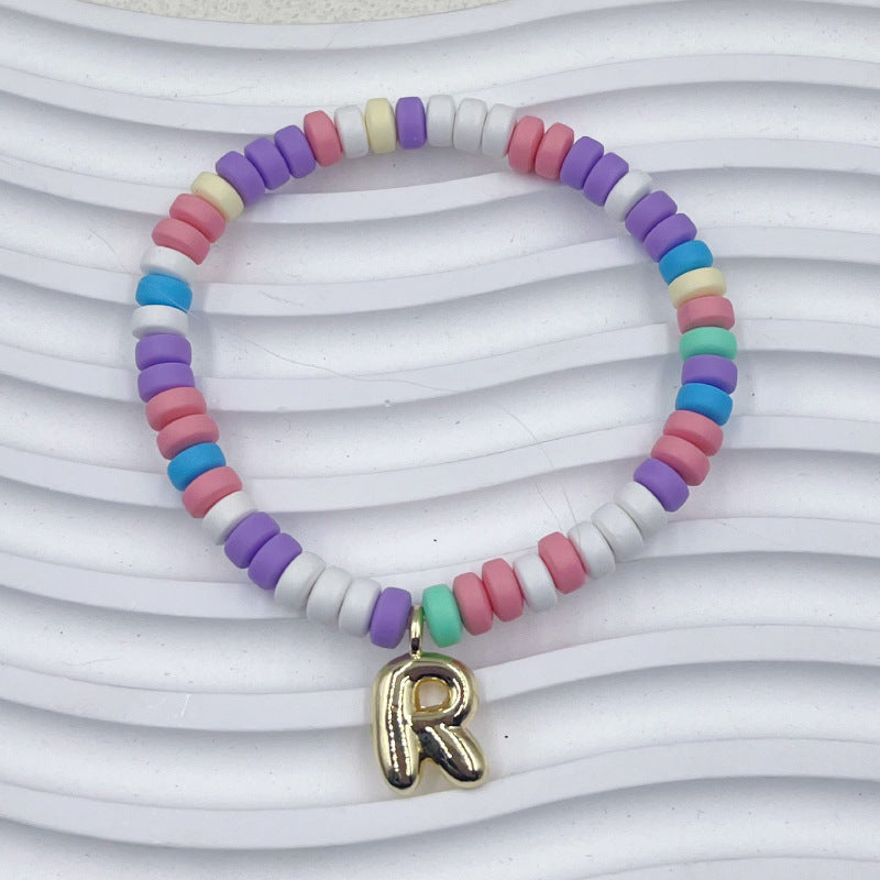 Bubble Balloon Letter Bracelet Best Friend Friendship Gift Sweet Bracelet Colorful Soft Clay Abacus Bead Bracelet