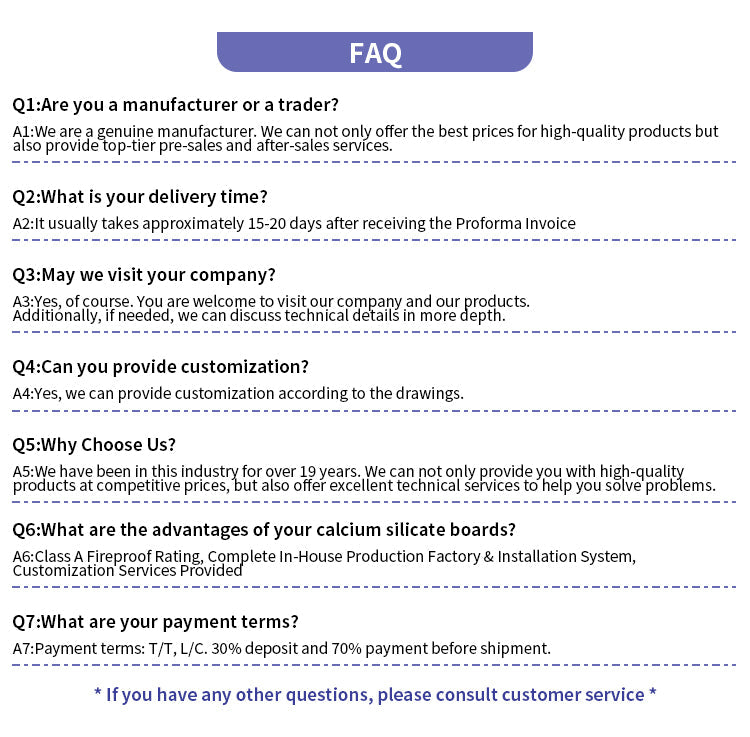 Customizable for Tunnel, Hospital, School & Laboratory Partition and Ceiling Class a Fireproof Calcium Silicate Board