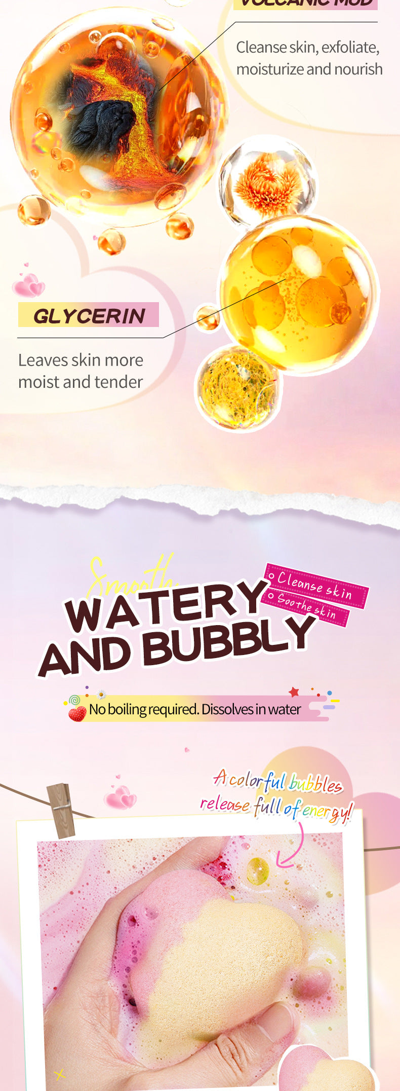 Cross-border Heart-shaped Bath Bomb120g  Deep Cleansing Body Bath Bath Salts Export Manufacturer Wholesale