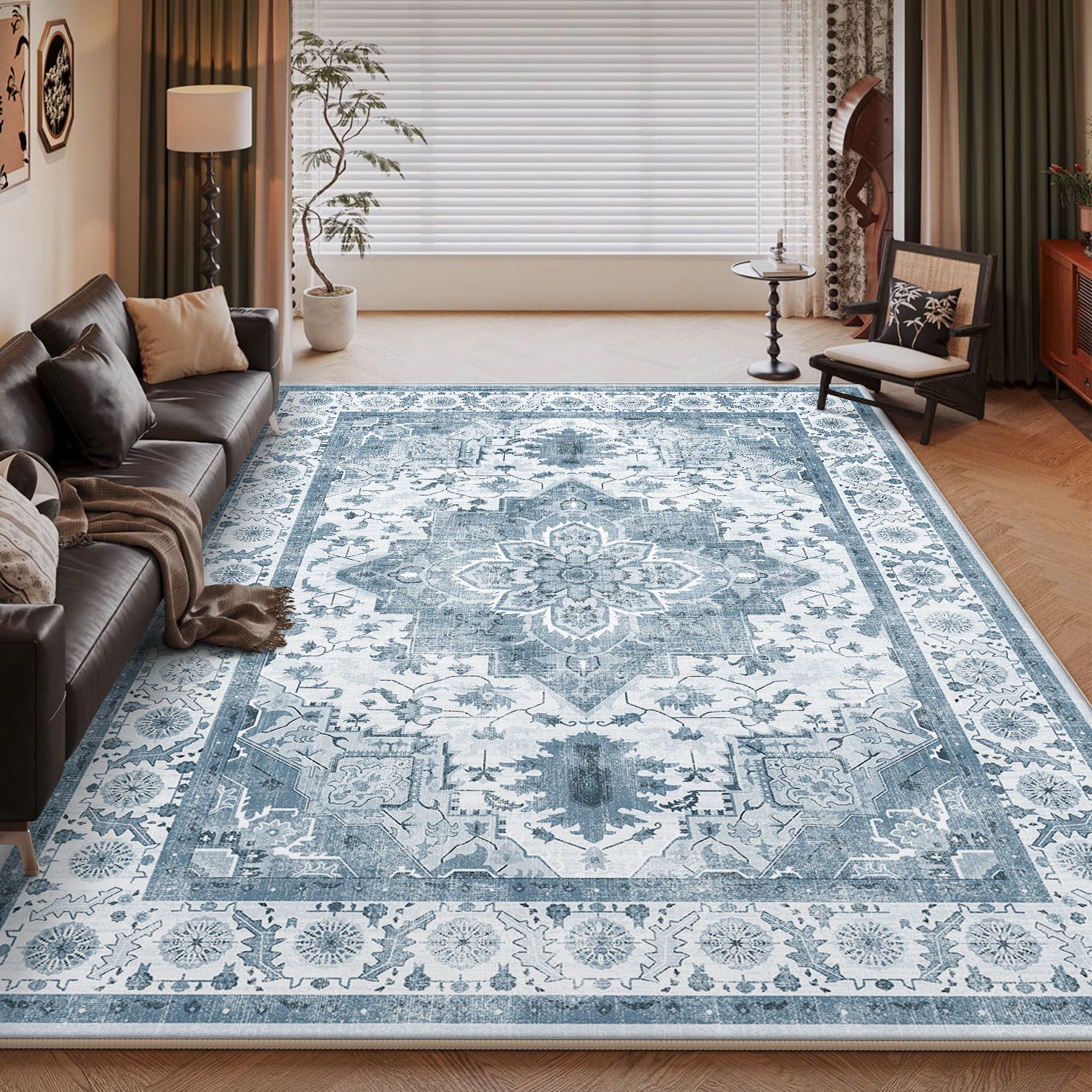 Persian Style Large Area Full Coverage Living Room Carpet, Stain Resistant and Easy to Maintain, Sofa and Coffee Table Decorative Carpet Wholesale
