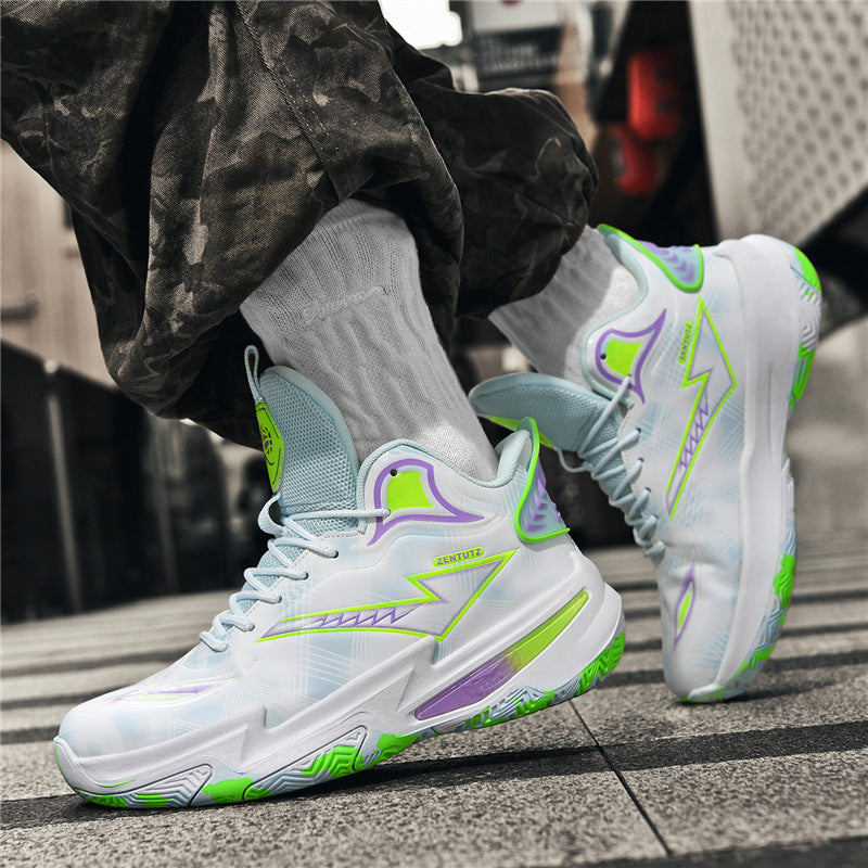 Professional Basketball Shoes for Men, Autumn Non-Slip Wear-Resistant Sports Shoes, Youth Junior High School Specialized Practical Sneakers, Mandarin Duck Color