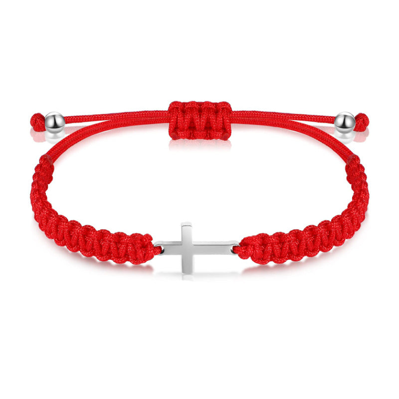Women's Simple Woven Bracelet Set Stretchable Adjustable Bracelet Friendship Commemorative Wrapped Cross Woven Bracelet
