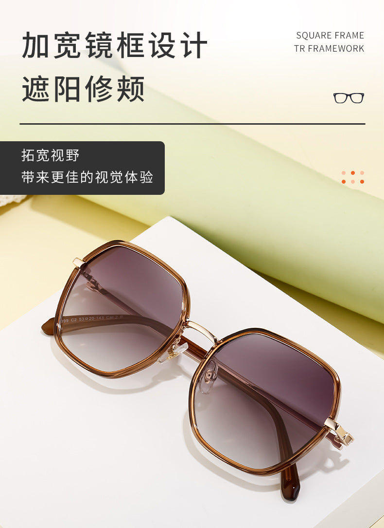 2025New European and American Fashion Square Frame Polarized Sunglasses for Women, Trendy Street Style, Sun Protection Sunglasses for Women Wholesale