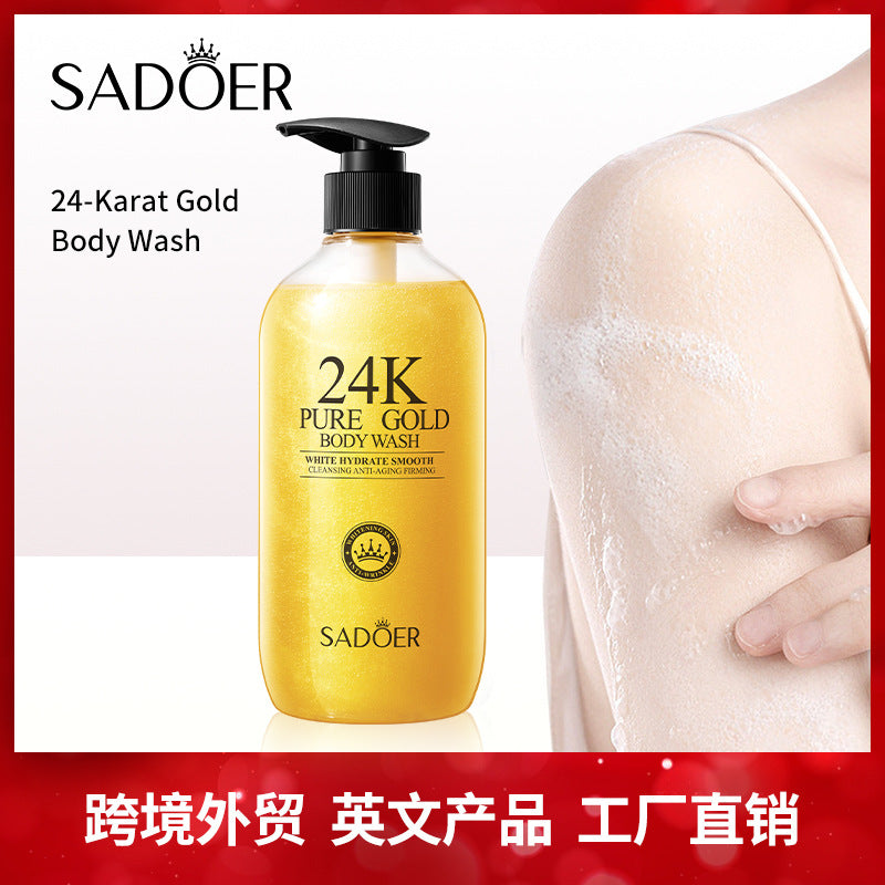 24K Gold Shower Gel500ml SADOER Cleansing and Moisturizing Fragrance Body Wash Cross-Border Wholesale