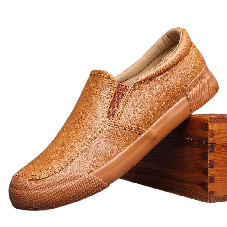 Men's Shoes Spring and Autumn Men's Casual Leather Shoes Slip-On Korean Style Versatile Trendy British Shoes Men's Trendy Shoes Sneakers