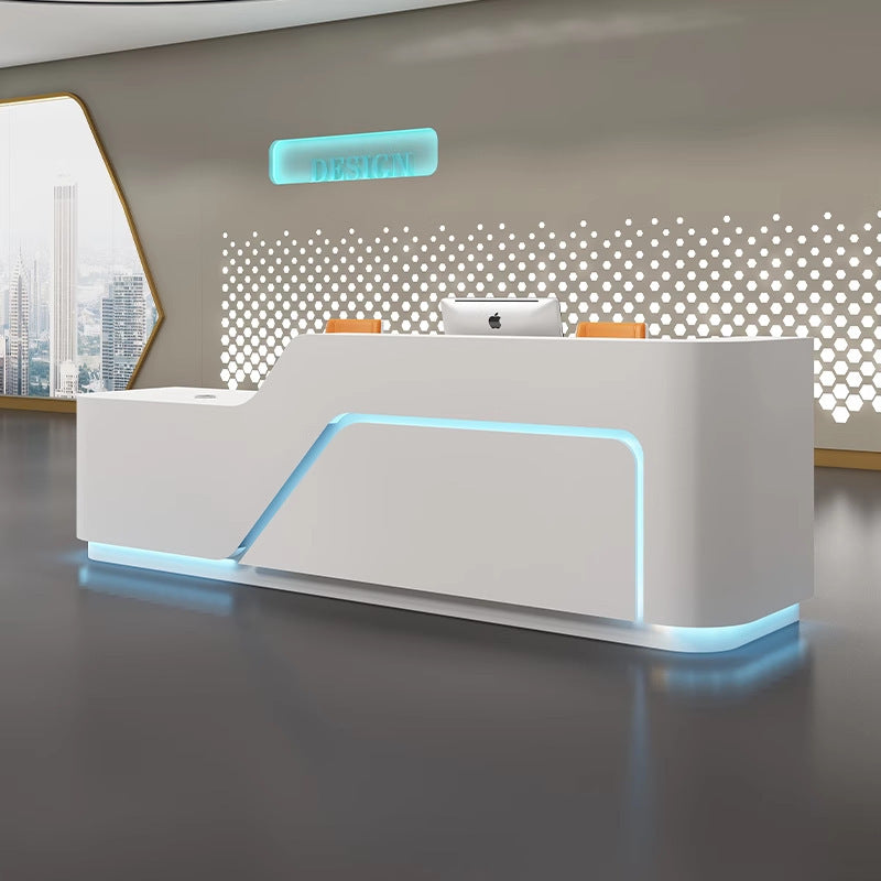 Company Front Desk Reception Desk In Stock Simple Modern White Lacquer Office Desk Bar Counter Beauty Salon Counter Cashier Desk