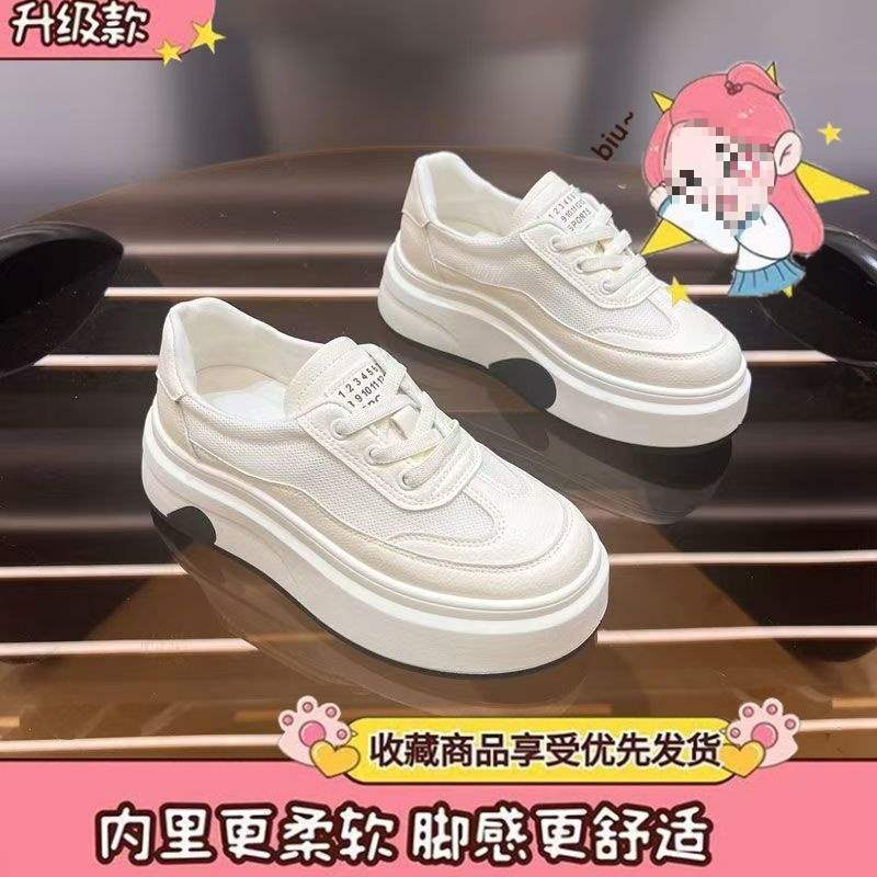 Light Luxury White Sneakers2025New summer breathable thick-soled height-increasing versatile casual lightweight sports sneakers