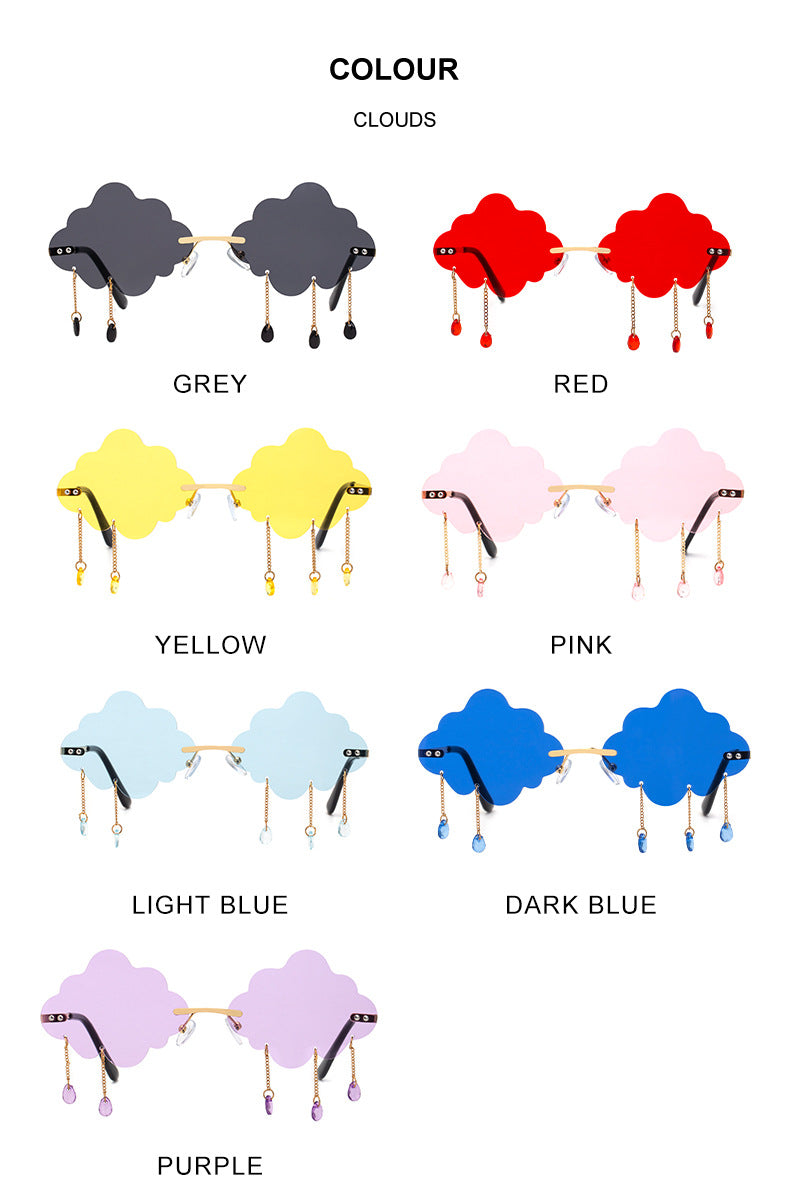 New Sunglasses for Women with Pendant Cloud Design, Trendy Personality Party Funny Ocean Film Prom Sunglasses