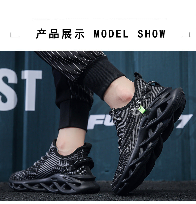 2025Men's Summer New Running Mesh Breathable Shock Absorption Sports Shoes Versatile Flyknit Large Size Mesh Casual Shoes